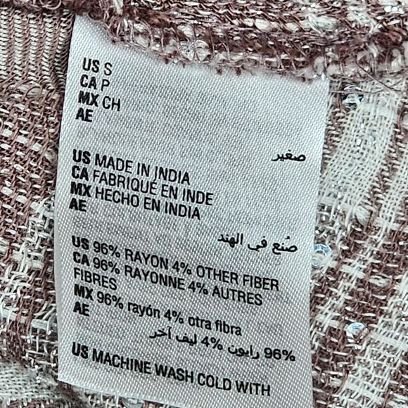 Style & Co Button Up Shirt Women's Small Long Sleeve Top Sequin Sparkle Taupe - Picture 4 of 7